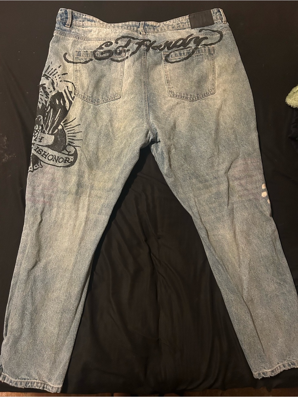 Ed Hardy Light Blue Relaxed Graphic Jeans